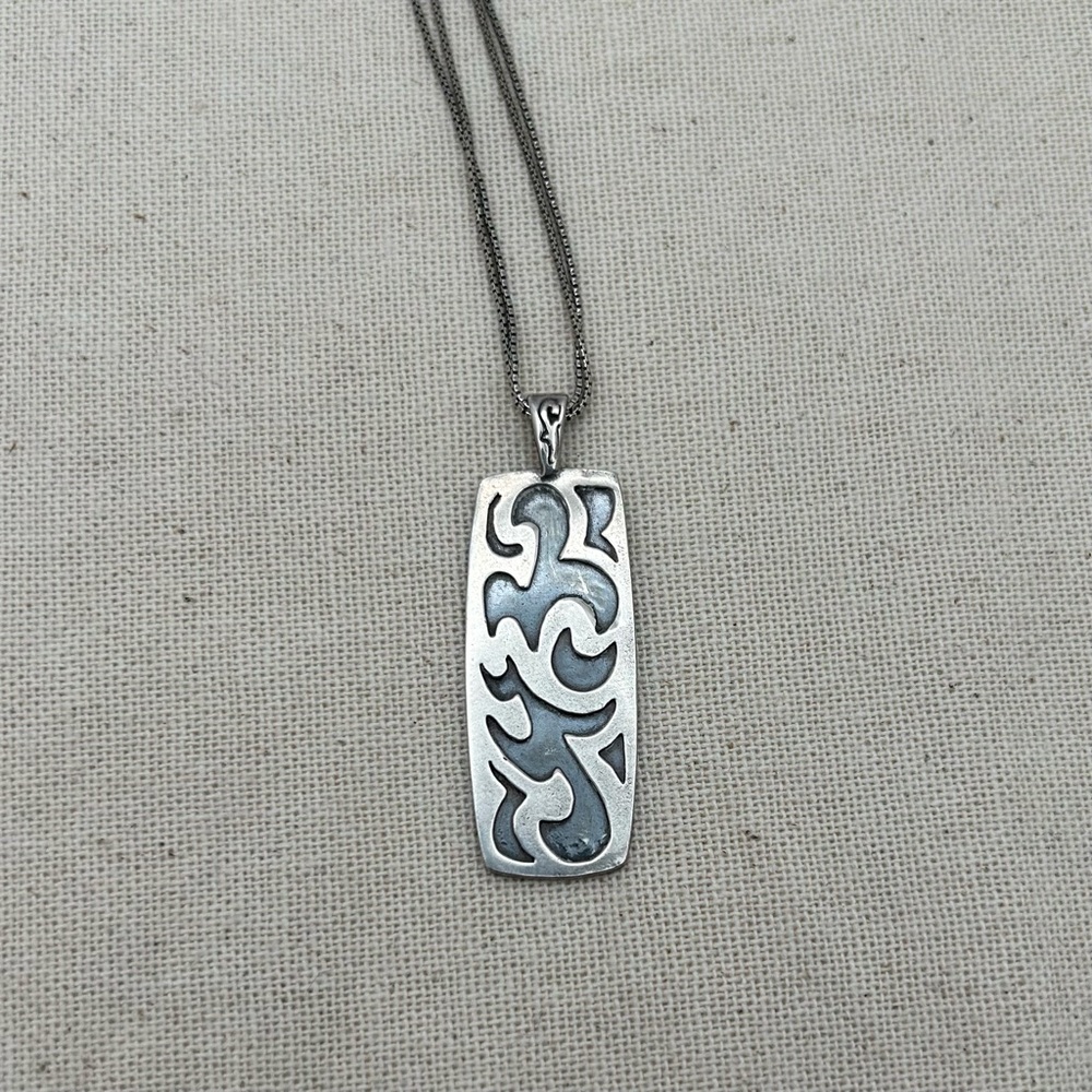 Vintage Sterling Silver Pendant Necklace with Abstract Design